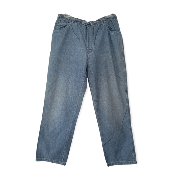 Vintage High Rise Lightweight Medium Wash Denim Straight Leg Cropped Jeans - Picture 1 of 8